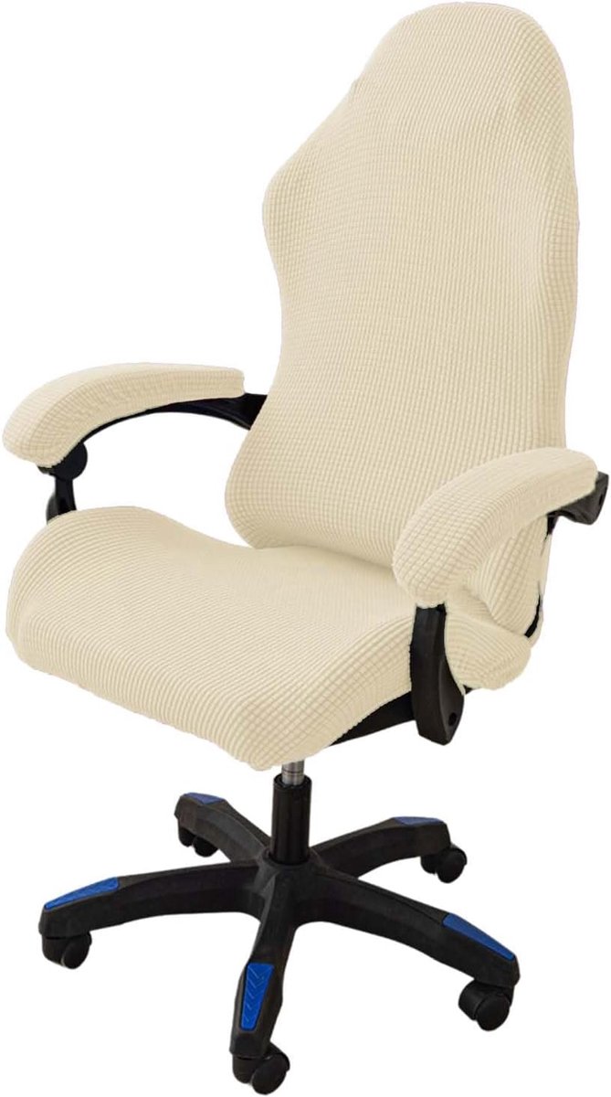 Verstelbare Gaming Stoel Slipcover - Wasbare, Antislip Bescherming voor Computerstoelen - Beige en Wit, 4 Stuks — afbeelding 2