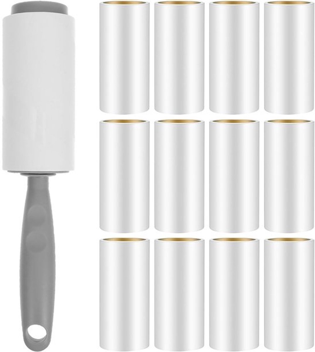 12 Rollen Pluizenverwijderaar - Super Sticky Pluizenverwijderaar - Huisdierhaar Pluizenverwijderaar - Met 1 Dispenser - Voor Kleding, Haar, Bank, Bed, Kattenhaar, Hondenhaar