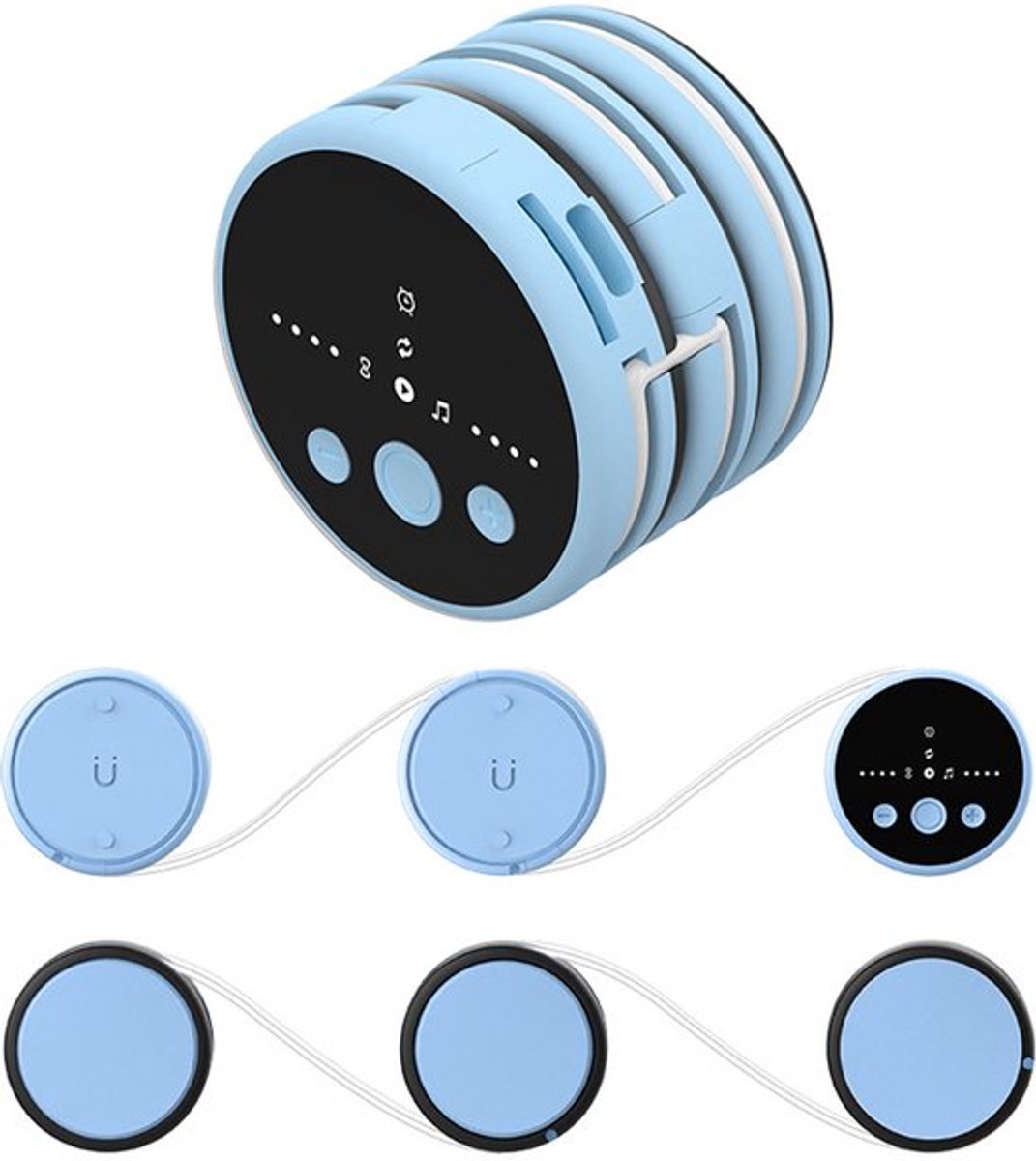 Draagbare Bluetooth-muziekbox met botgeleiding, ruisonderdrukking, slaapluidspreker en timerkussen, blauw.