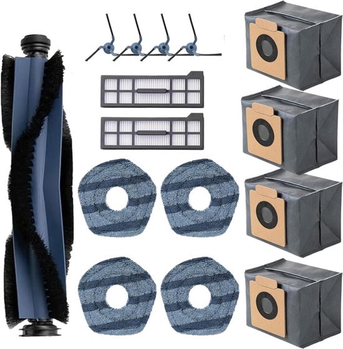 15-delige set accessoires geschikt voor X10 PRO OMNI robotstofzuiger: rolborstel, zijborstel, filter, dweil en stofzak