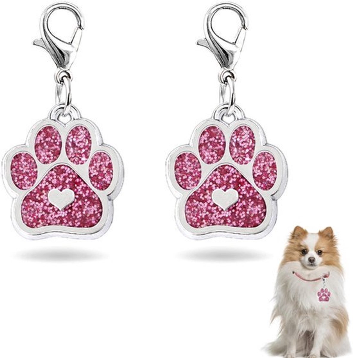 2 x Emaille Kattenpoot Hanger - Met Karabijnhaak - DIY Sieraden
