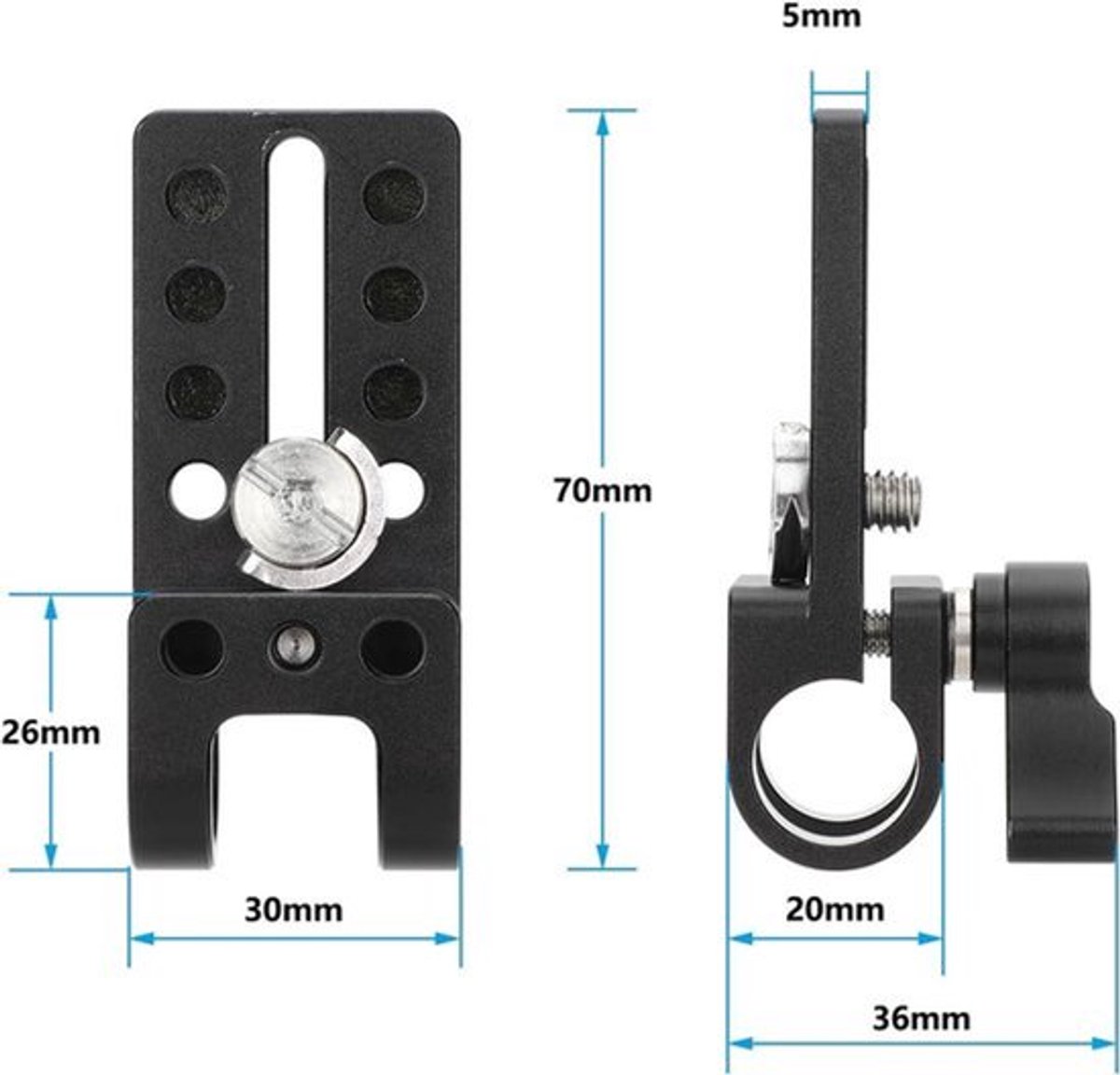 15mm Rod Klem met Mini Montageplaat - 3486