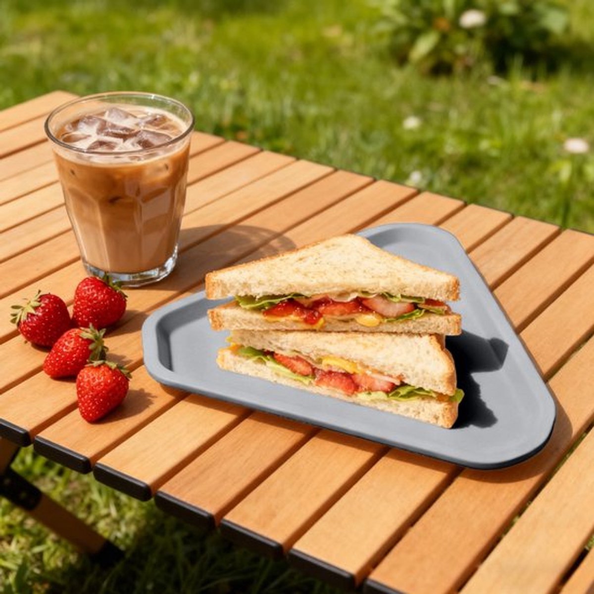2-delige driehoekige dienblad met antislipdesign - Multifunctioneel, stevig, duurzaam en gemakkelijk schoon te maken - Ideaal voor restaurants, cafetaria's en thuisgebruik - Grijs