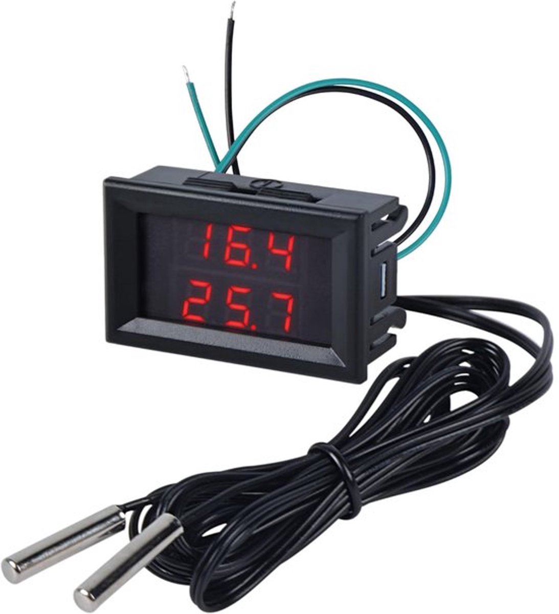 Digitale Thermometer met Dubbele Waterdichte Metalen Sondes en LED Dual Display voor Temperatuurmeting