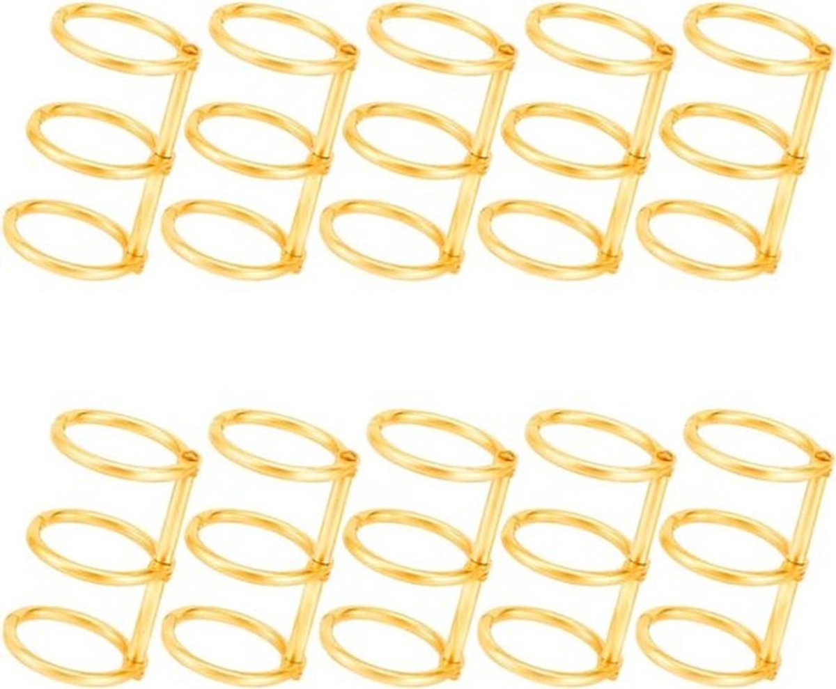 10 stuks 3-ring metalen losse bladbinders, goudkleurige binderringen van 20 mm, roestvrij staal, voor DIY reisdagboek, notitieboek en fotoalbum