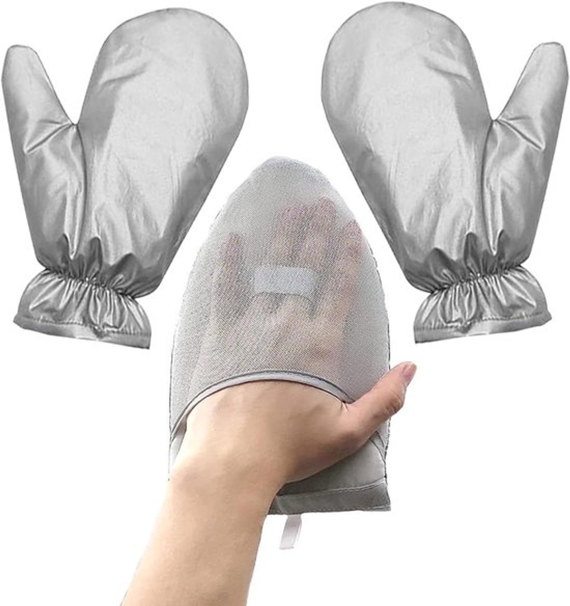 3-delig Strijkplank - Handzaam Mini Strijkplank - Stoomhandschoen - Kleine Strijkplank - Strijkhandschoenen - Kledingstomer-accessoire - Voor op reis - Hittebestendig - Wasbaar - Strijkhulp met vingerlus - Grijs