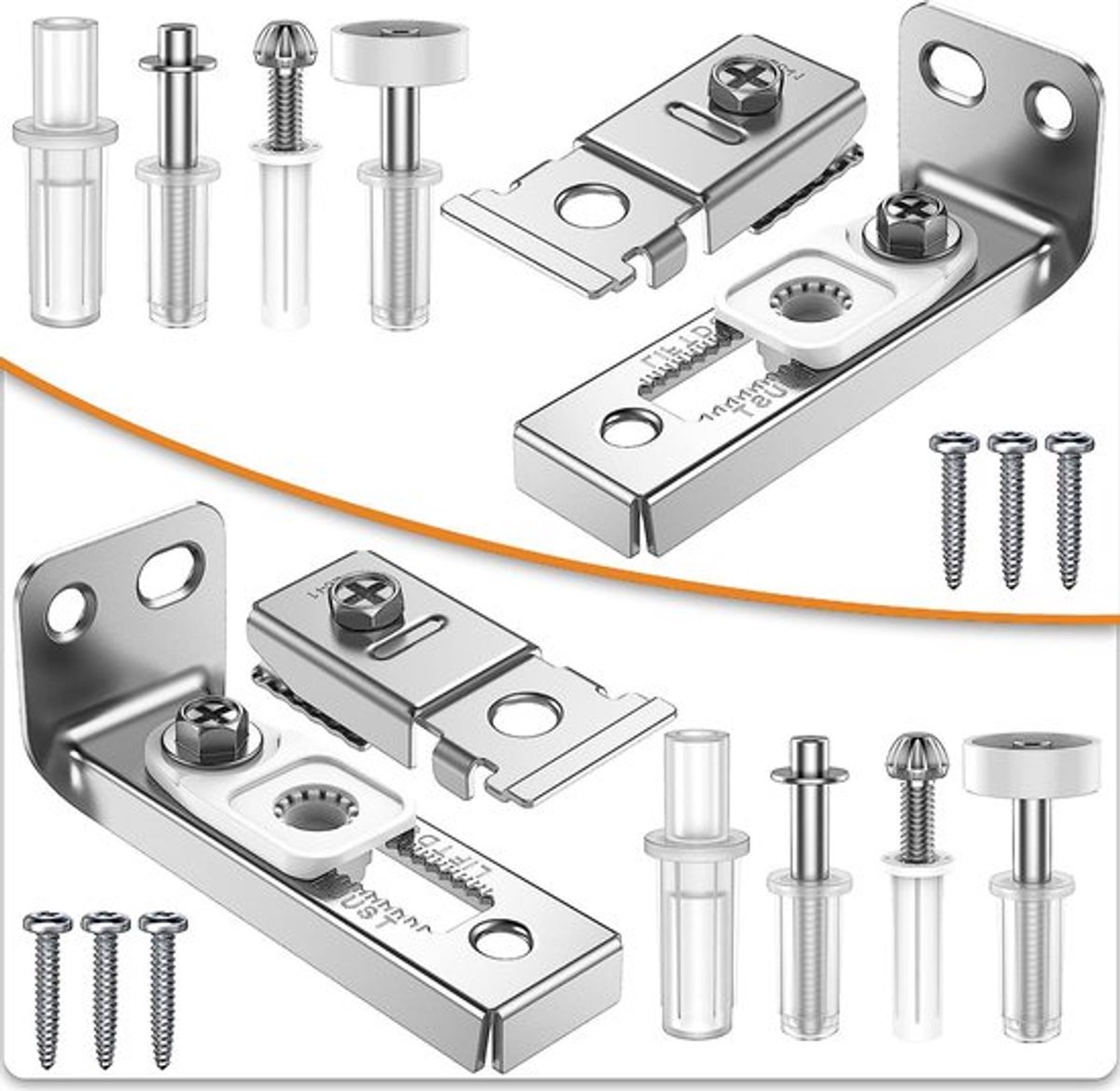 2 Set Bifold Deur Hardware Reparatie Kit, Track Vouw Pocket Bi-Fold Deur Vervangingsonderdelen voor 7/8" tot 1" Track met Gidswiel en Top Onder Pivot Beugel voor Accordion Schuur