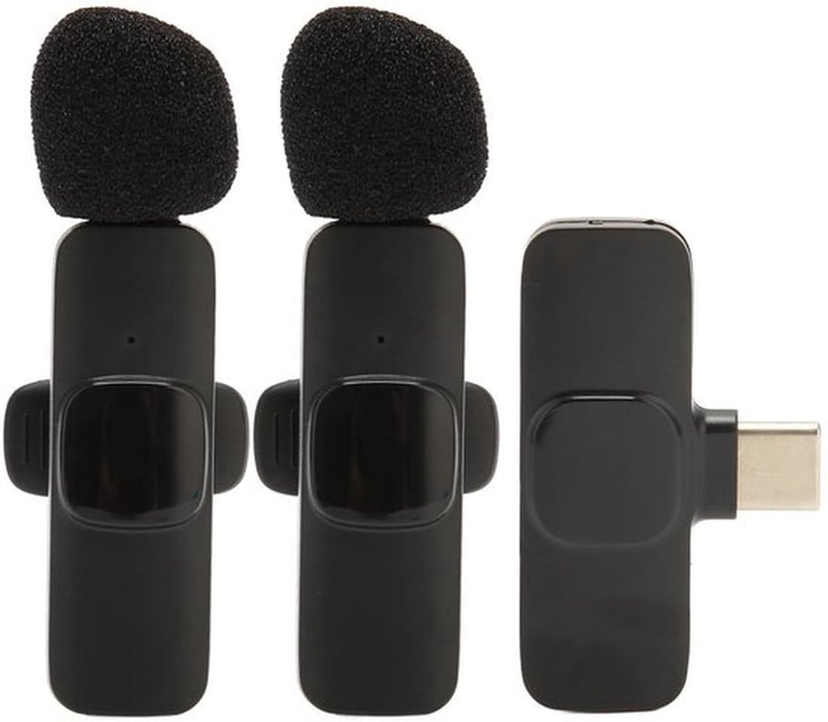 Draadloze Lavalier Microfoon Systeem Compact Draadloze Lapel Microfoon met 1 Zender en 2 Ontvangers Ondersteunt Opnemen Tijdens Opladen voor Livestream Interview