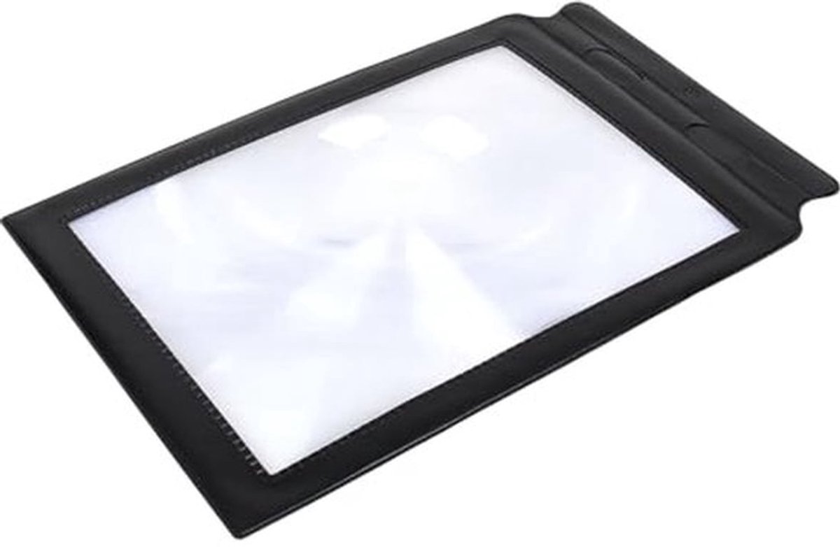 3x Vergrootglas Groot Vergrootglas Boekleeshulpmiddel PVC-lens, voor Lezen, Scannen van Kaarten, Groot Fresnel-vergrootblad op Volledige Pagina met Zwart Vinylframe,