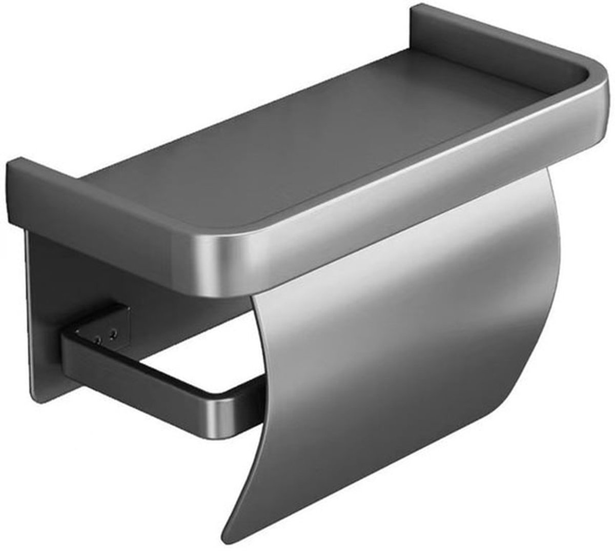 Toiletrolhouder - Plankje & Bakje - WC Rolhouder - Zelfklevend - zonder boren - RVS - Waterbestendig - zwart