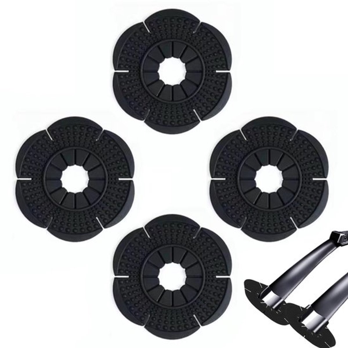 Pack van 4 Beschermers voor Ruitenwisserarm voor Auto, Bus, RV, Ruitenwisser (Zwart)