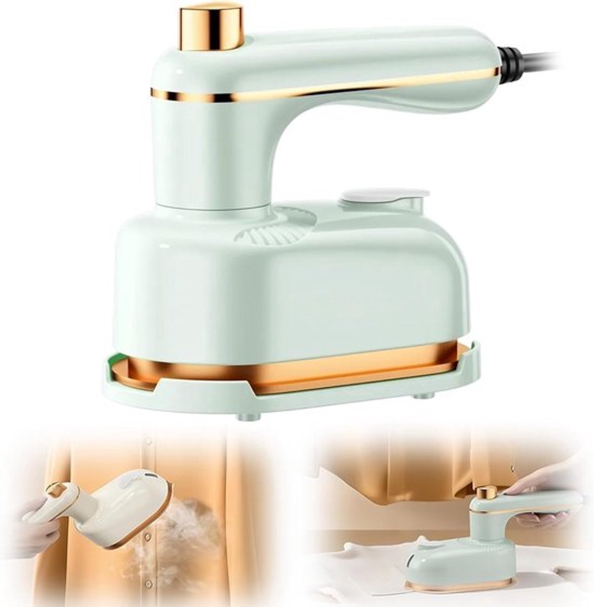 Draagbare stoomstrijkijzer, vacuümstomer voor kleding. Snelle opwarming in 5 seconden. Stomend strijken. Upgrade mini-strijkijzer voor studentenhuis. Mini-strijkijzer voor op reis. (Groen)