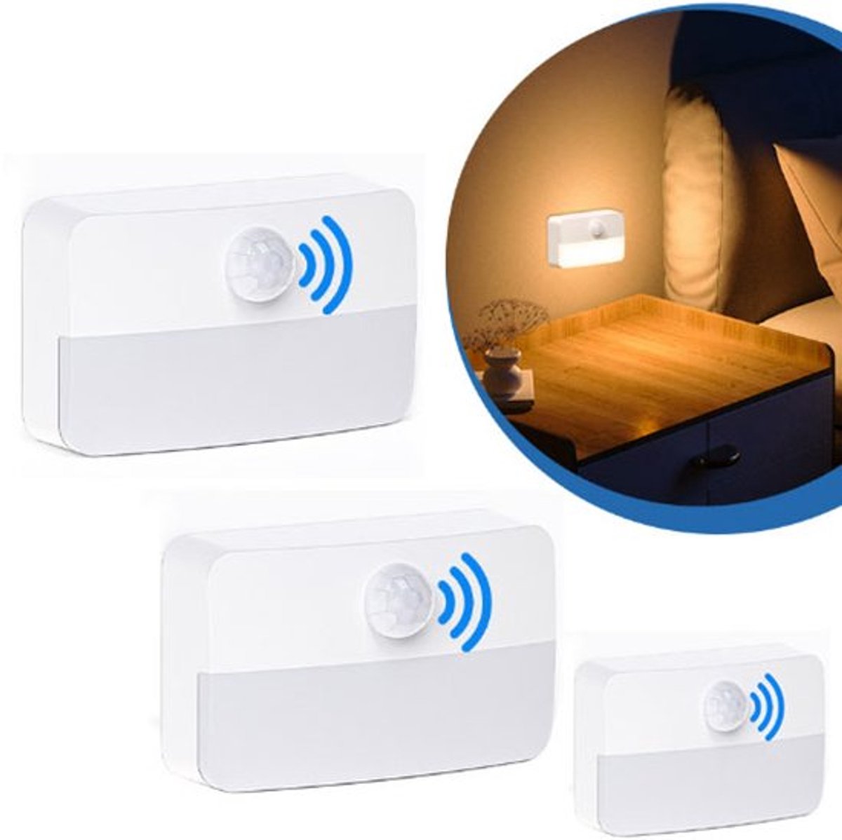 LED-nachtlampje, set van 3 - kinderkamer en slaapkamer - nachtlampjes voor kinderen, baby's en volwassenen