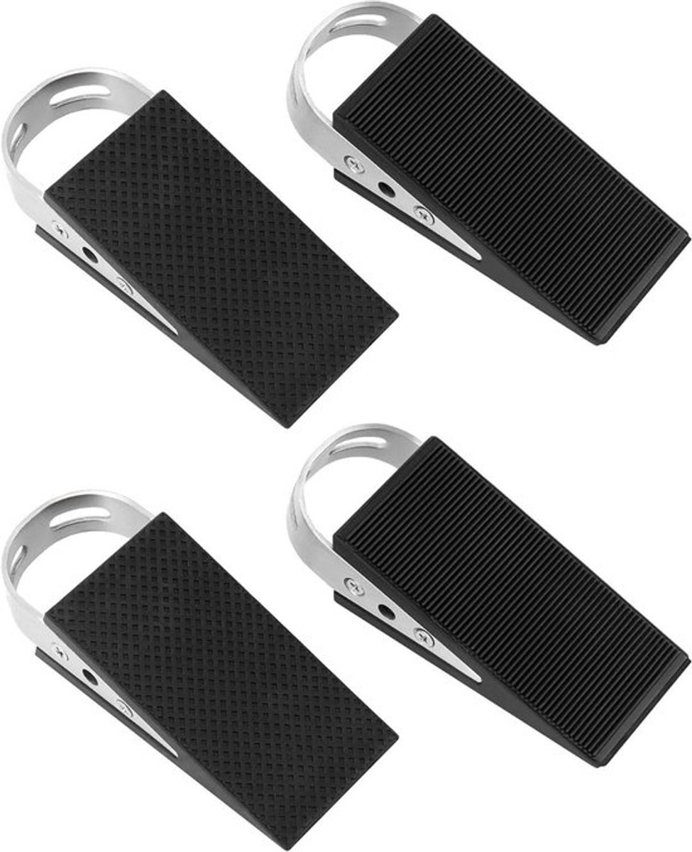 Rubberen deurwig 4 stuks, antislip onderkant, zwart, zware deuren, glazen deuren