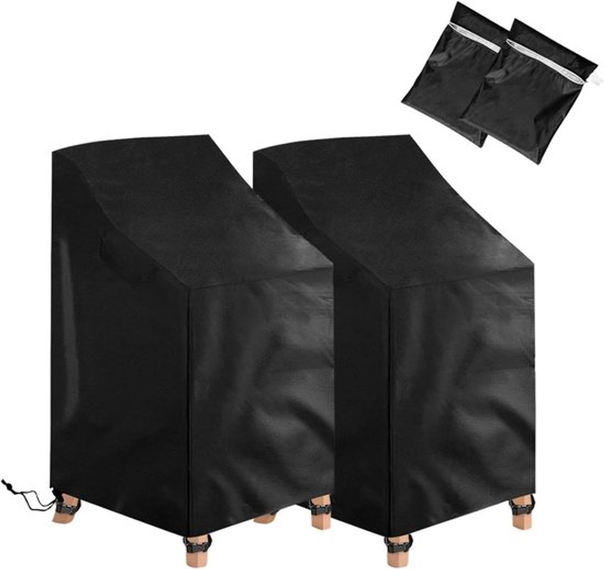 Winterbestendige Beschermhoes voor Tuinstoelen - stoelhoes - UV-bestendig - Winddicht en Waterdicht - Voor Tuinstoelen Stapelstoelen - 72 x 92 x 70/120 cm - 2 stuks