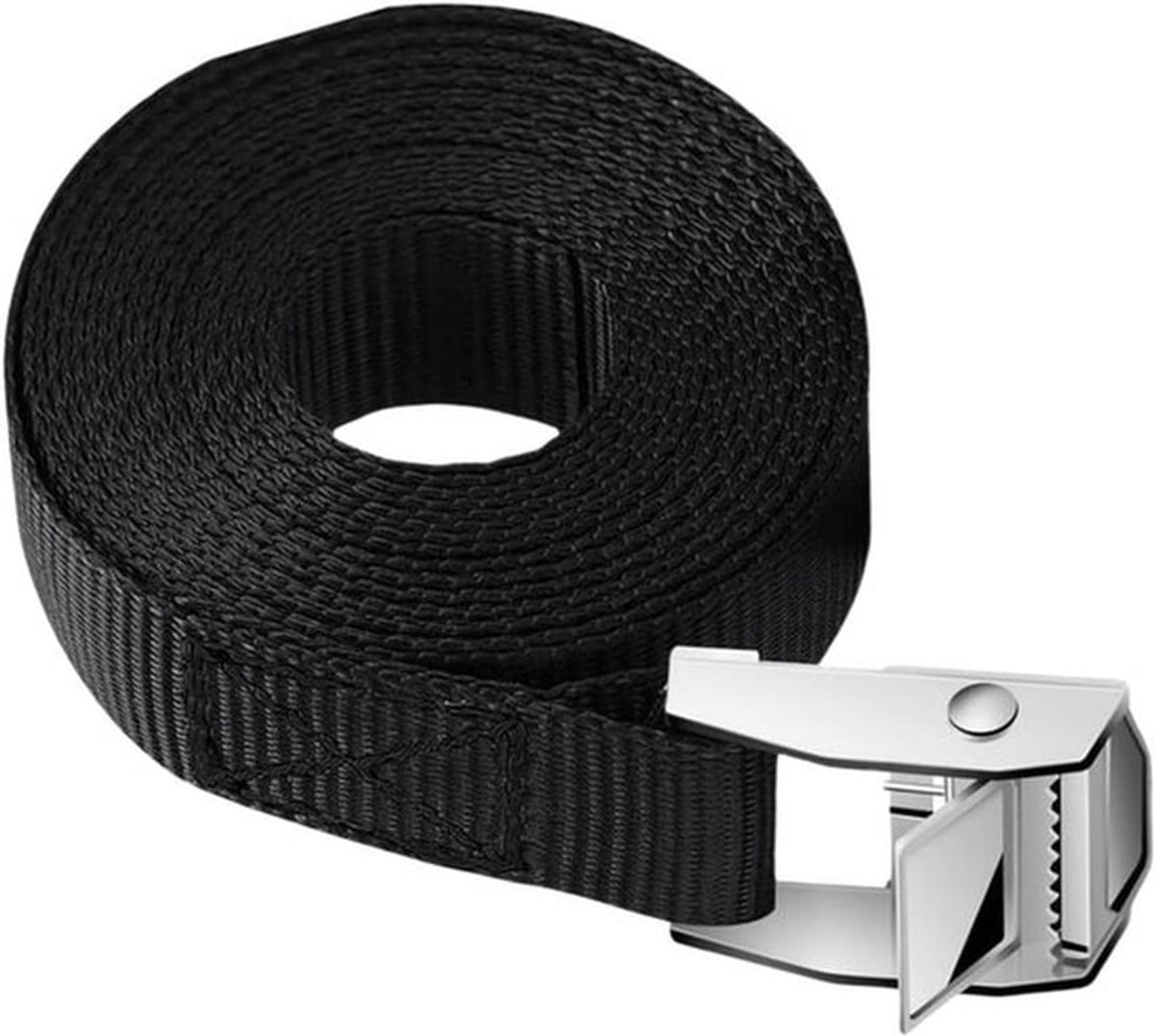 Bevestigingsriemen - Sjorbanden - 5 meter - 25 mm brede gesp - Auto - Fietsendrager - Surf - Motorfietsen - Zwart