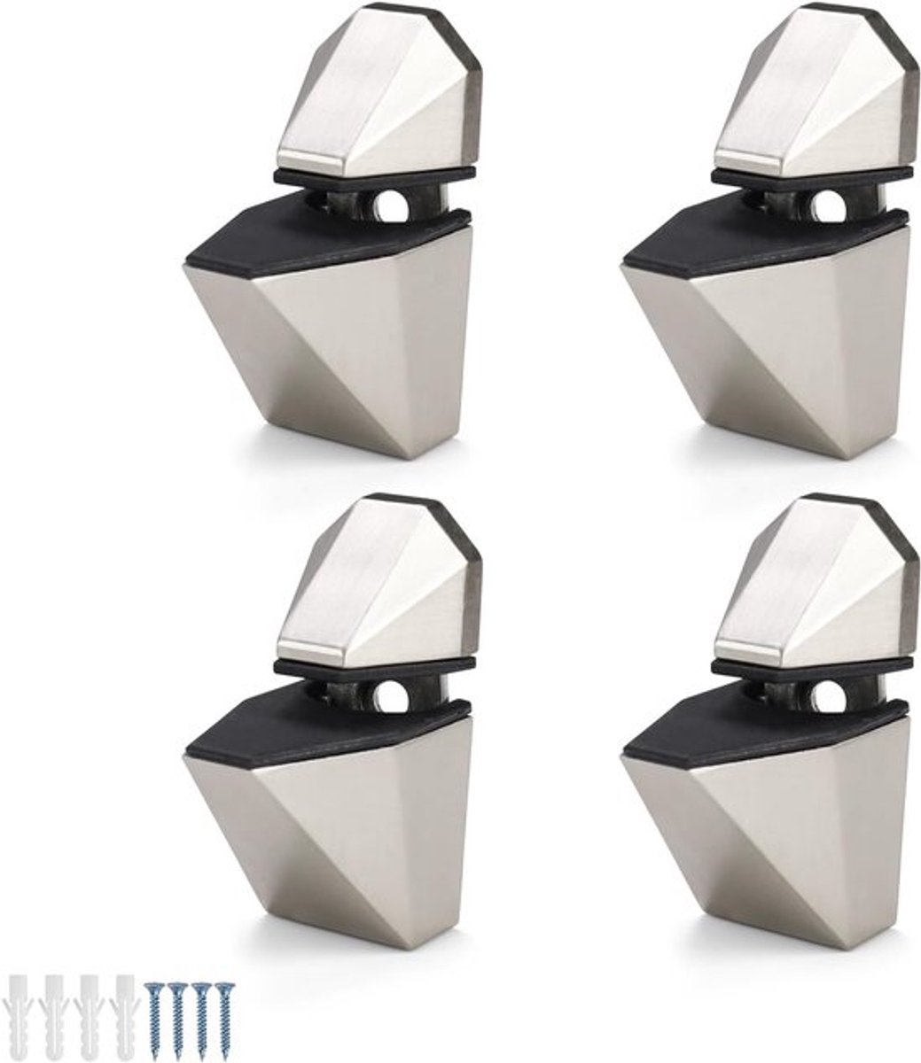 4 stuks glazen planksteunen, glas-klemmen geschikt voor glasdikte 3–16 mm, verstelbare glasvensterhouders voor woonkamer, keuken, slaapkamer en badkamer