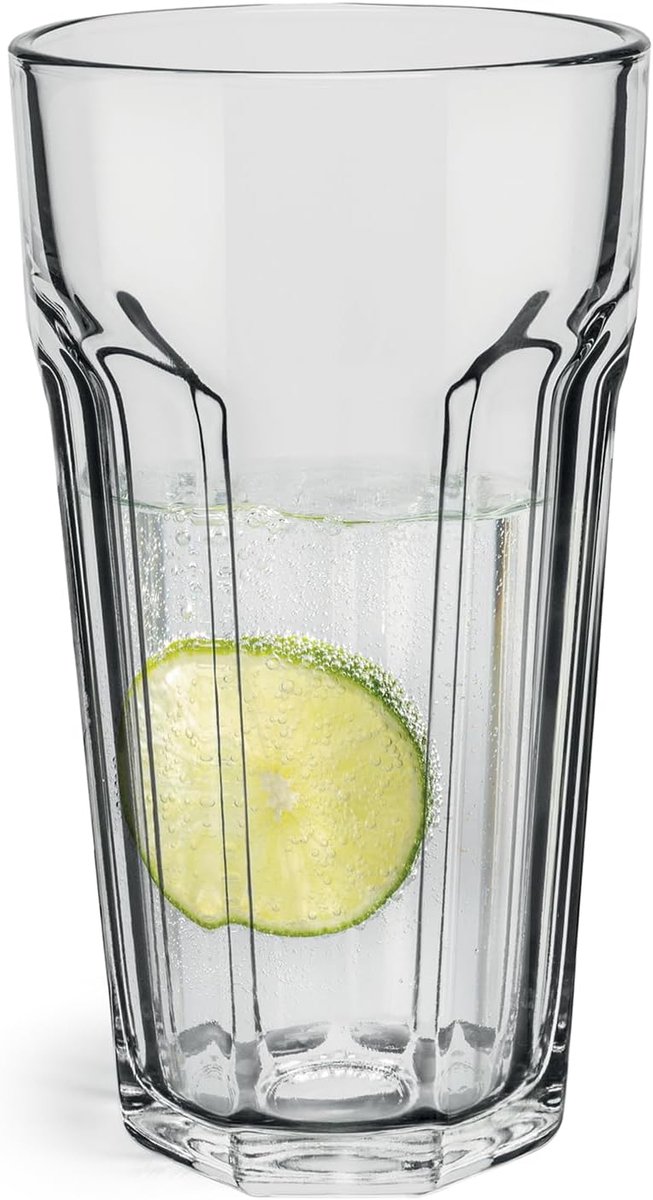 SnelShoppen - XXL Drinkglazen Set van 6 - 700 ml - Amerikaanse Ribbel Design - Cocktail Highball Glazen - Retro Water Glazen - 100% Recyclebaar - Vaat