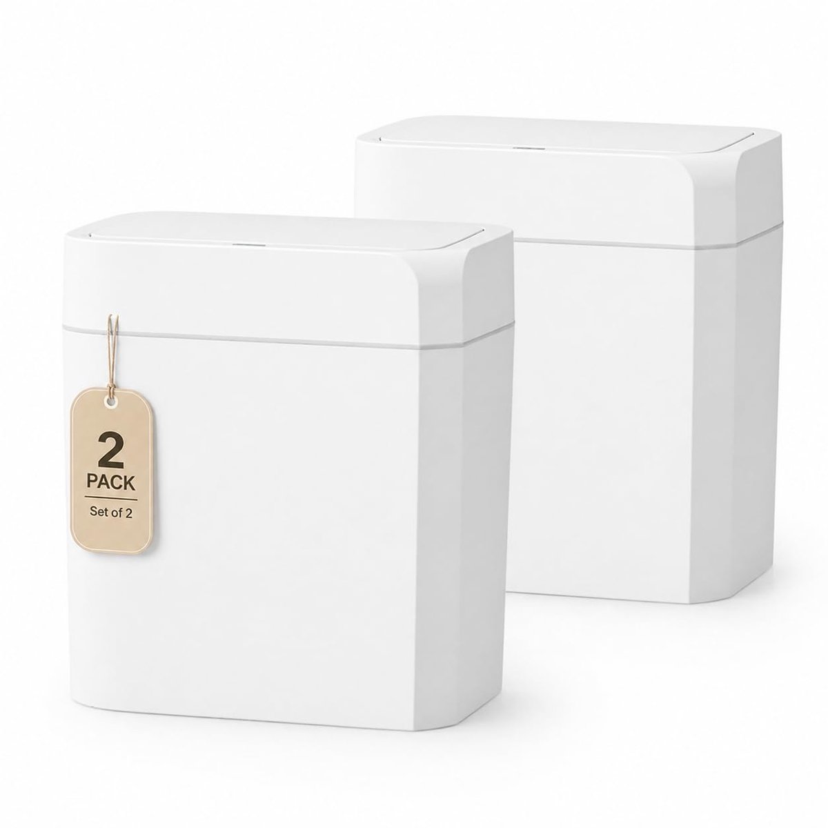 SnelShoppen - Automatische Afvalbak met Sensor, Set van 2 (12L + 16L) - Elektrische Prullenbak met Deksel voor Keuken, Badkamer & Toilet - Contactloos