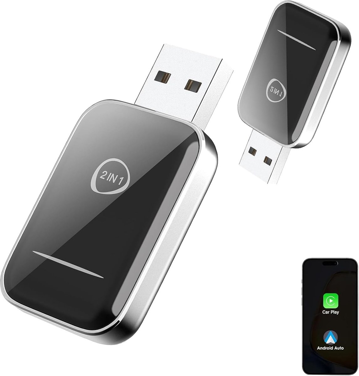SnelShoppen - CarPlay Wireless 2-in-1 Adapter voor iOS en Android Auto - 2025 Verbeterde Snelle Draadloze Verbinding voor Auto's vanaf 2016 - Eenvoudi