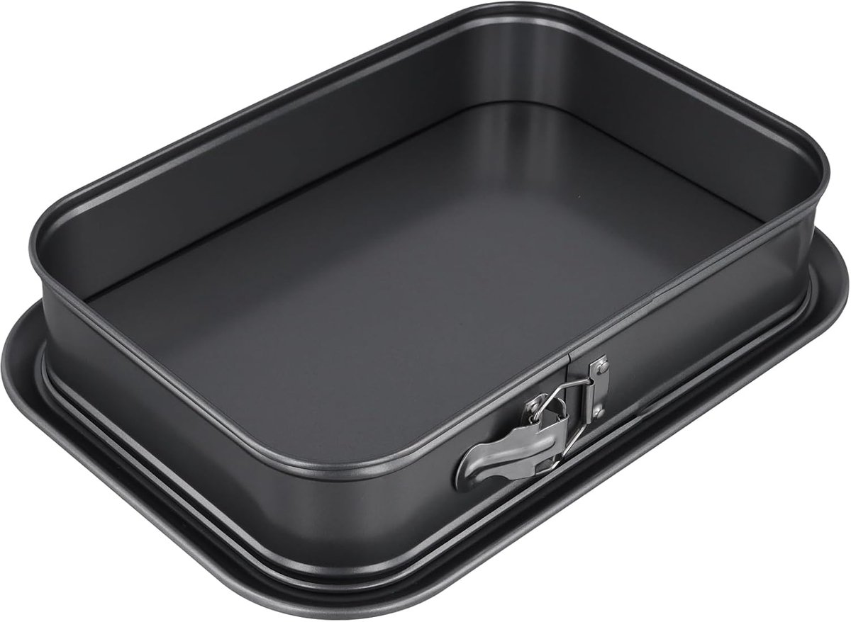 SnelShoppen - Non-stick Rectangular Springform Mould 35.5 x 24 x 8 cm - Carbon Steel Bakvorm voor Taarten, Lasagna en Gebak - Ideaal voor Keuken en Fe