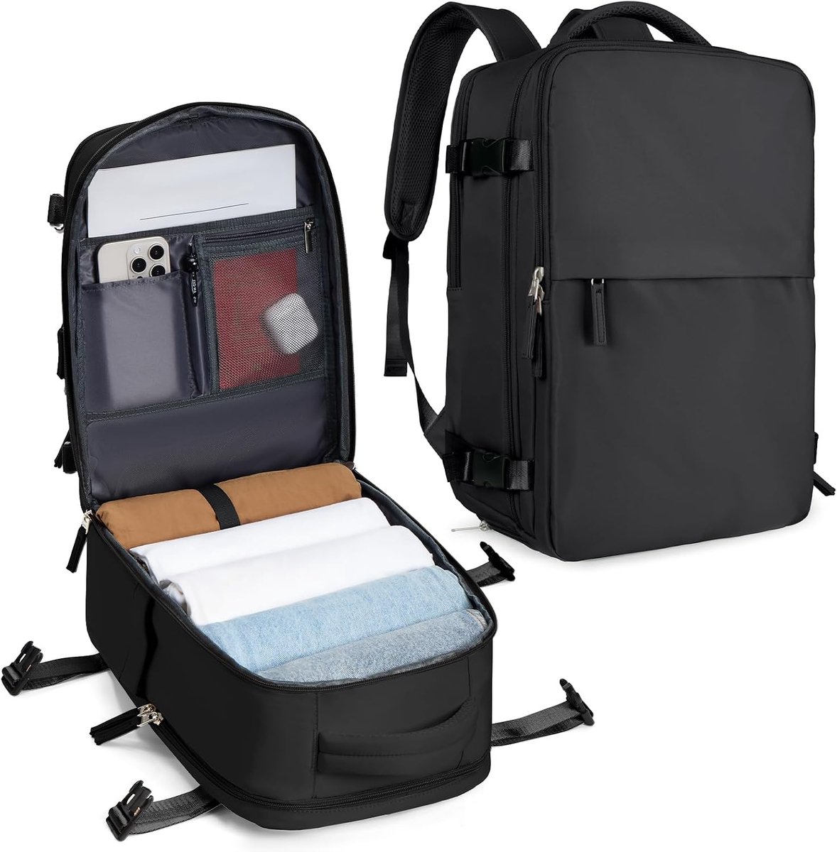 SnelShoppen - Reisrugzak Handbagage 40x20x25 cm - Lichtgewicht Cabin Luggage Backpack met Schoencompartiment - Perfect voor Ryanair, Easyjet, Vliegtui
