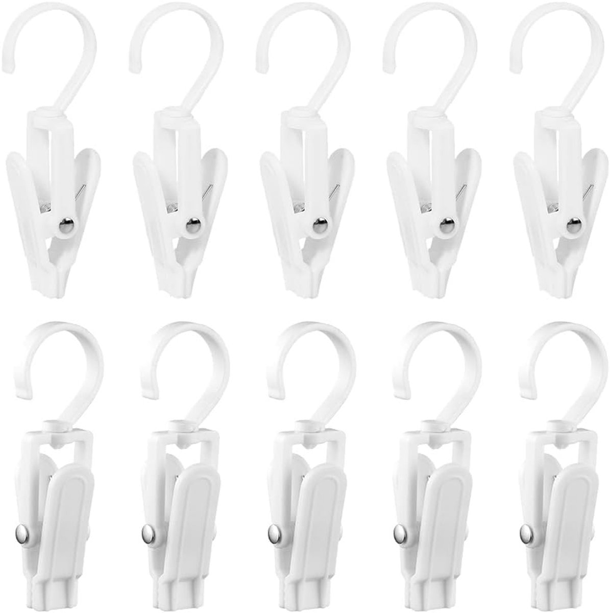 SnelShoppen - Non-slip Hanger Clips 10 Stuks - Swivel Kledingclips - Plastic Hangers met 360 Graden Haak - Grote Wasknijpers voor Kleding, Handdoeken,