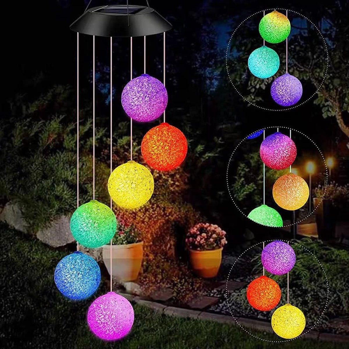 SnelShoppen - Solar Wind Chime Buiten - LED Tuinlamp Kleurveranderende Spiral Spider Decoratie - Zonne-energie Windgong voor Tuin, Patio en Balkon