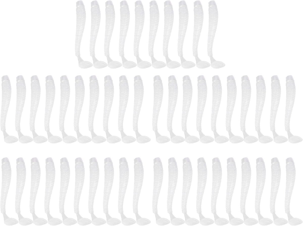SnelShoppen - 50 stuks 5 cm zachte silicone vissenlokken, hoogwaardige visgerei, perfect voor zoet- en zoutwater vissen, aantrekkelijk voor alle visso