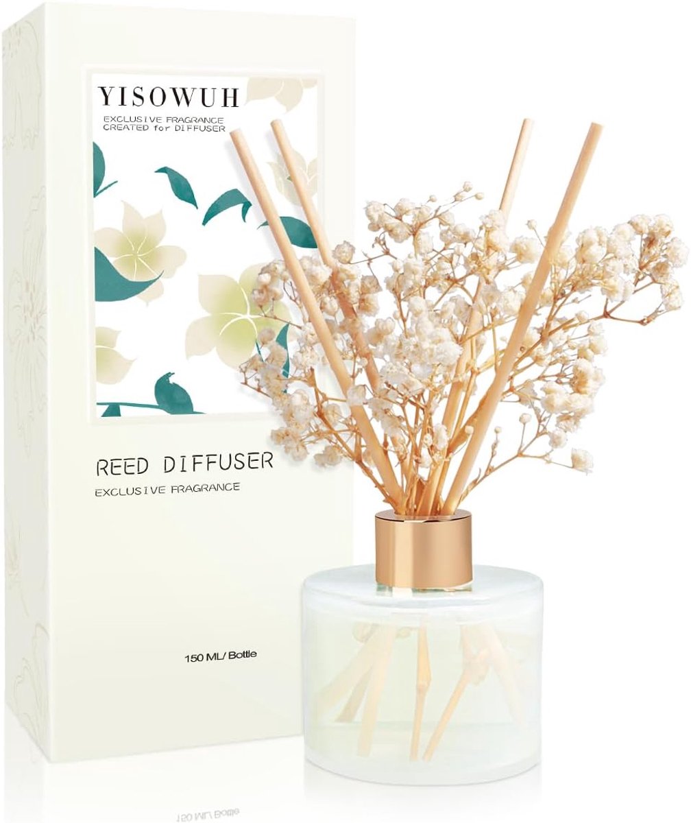 SnelShoppen - Aroma Diffuser Set 150ml - Witte Jasmijn Geurverspreider met 8 Stokken - Langdurige Fragrance voor Thuis, Badkamer en Kamers - Decoratie
