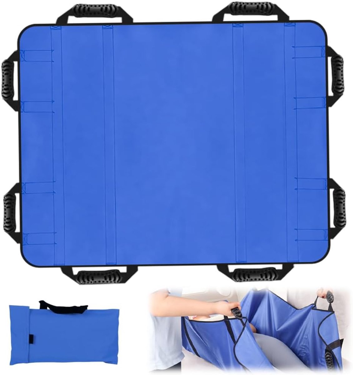 SnelShoppen - Patient Lifter Transferboard 120 x 100 cm met 8 Handgrepen, Herbruikbare Sliding Mat voor Senioren en Patiënten, Ideaal voor Zorg en Bed