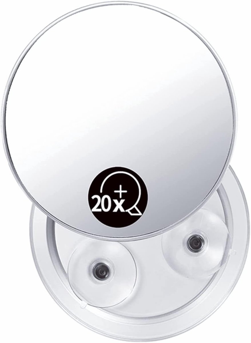 SnelShoppen - 20x Vergrotende Make-up Spiegel met 3 Zuignappen, 15cm Rond, Perfect voor Precisie Make-up en Haarverzorging, Elegante Acrylrand