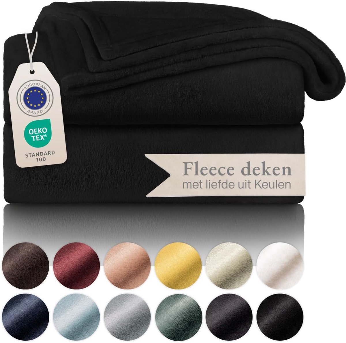 SnelShoppen - Fleece Dekentje 270x230 cm - Zachte Microfibre Plaid - Perfect voor Bank, Bed, Picknick, Sport, Buiten - Zwart