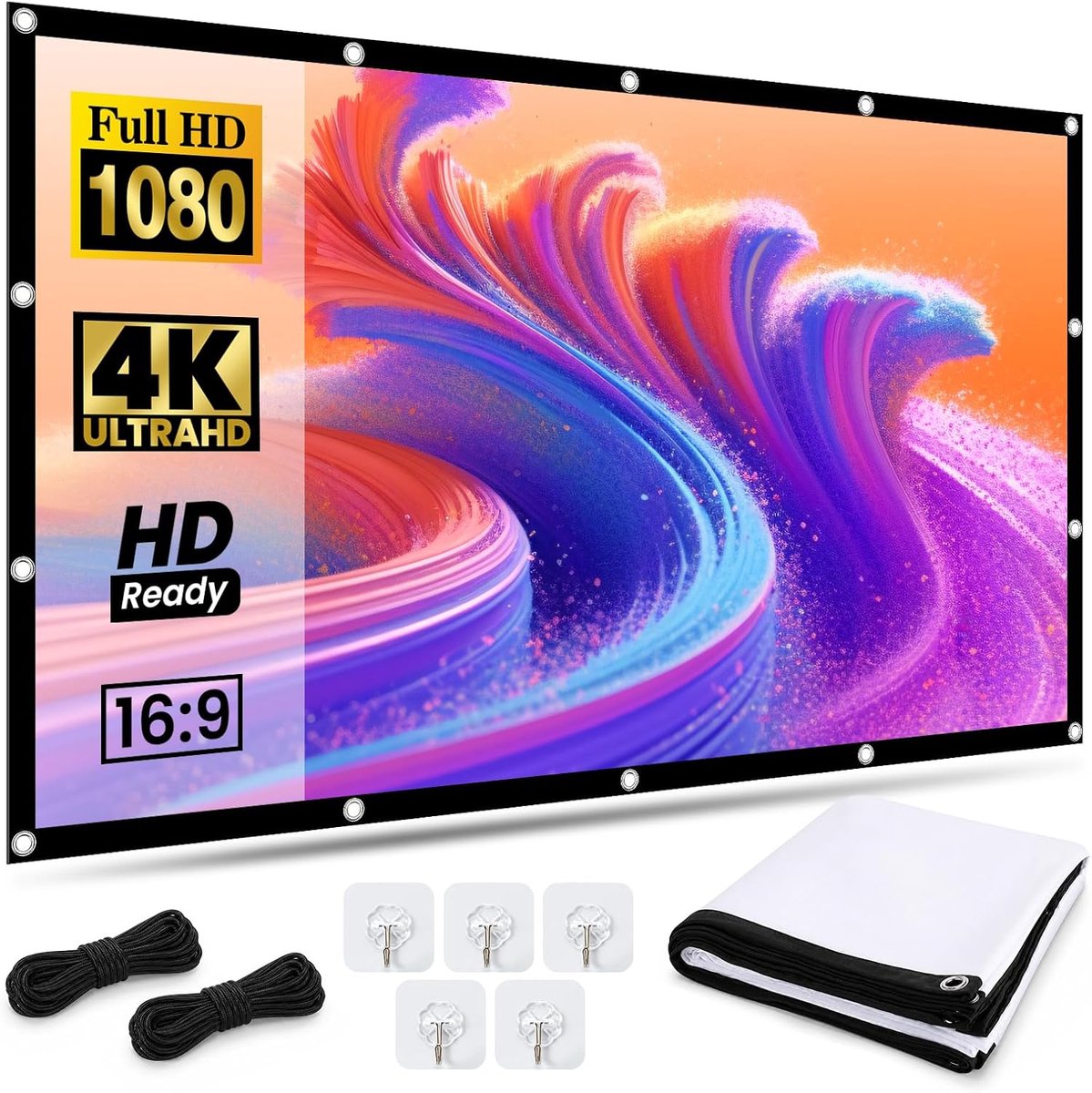 SnelShoppen - Portable Projectiescherm 120 inch 16:9 HD Vouwbaar - Ideaal voor Feest, Camping, Tuin en Presentaties