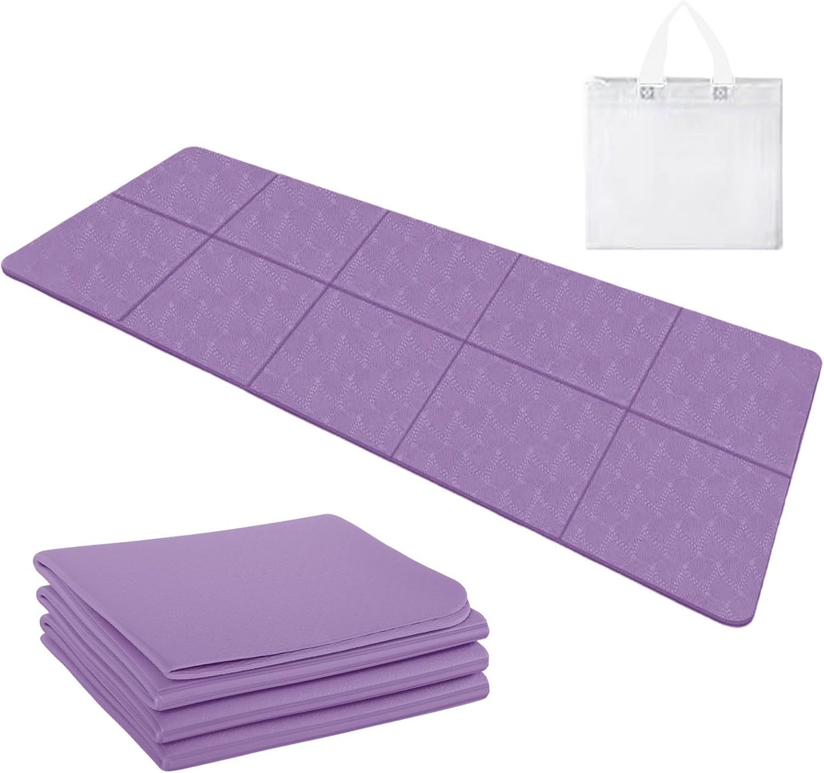 SnelShoppen - Vouwbare Yoga Mat voor Reizen 72x24x0.5cm, Lichtgewicht en Antislip Fitness Mat met Draagtas voor Yoga, Pilates, Sport en Vakantie