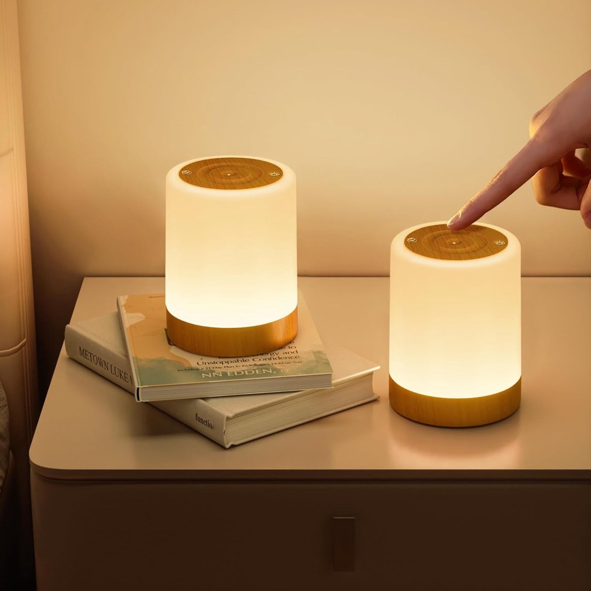 SnelShoppen - Set van 2 Dimbare Bedlampen met Oplaadbare Batterij, 256 RGB Kleuren, 5 Verlichtingsmodi, Warm Nachtlampje met Timer voor Slaapkamer en