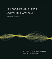 Boekomslag 'Algorithms for Optimization, Second Edition' met gele golvende lijnen op een zwarte achtergrond.