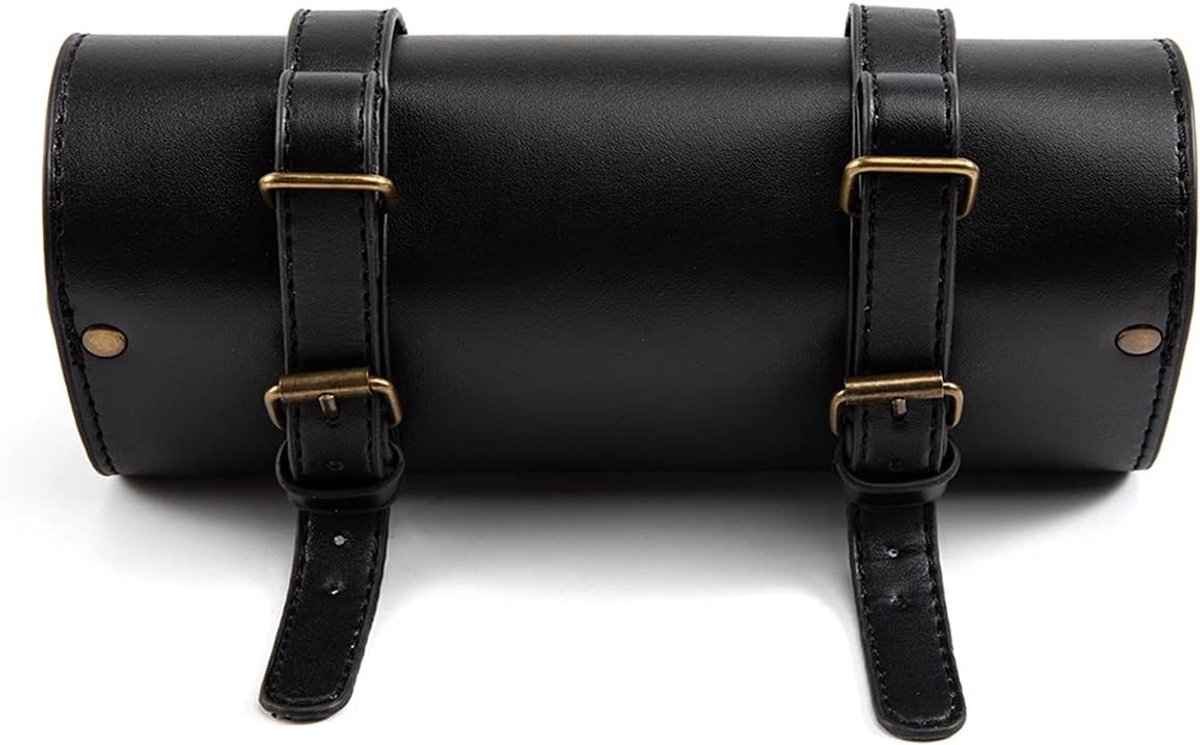 SnelShoppen - Motorfiets Zadeltas Mini Vork Stuur PU Lederen Tool Opbergtas - 22,5x10,4x7,3 cm - Ideaal voor Motoraccessoires en Gereedschap