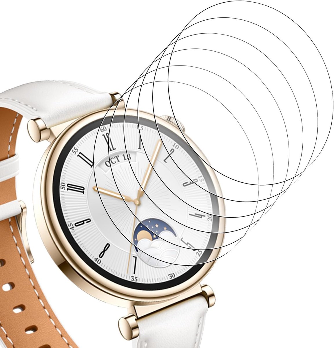 SnelShoppen - 6 Displaybeschermfolies voor Smartwatch 41 mm, HD-glas, 9H Hardheid, Krasbestendig, Ultradun, Antivingerafdruk, Eenvoudig Aanbrengen