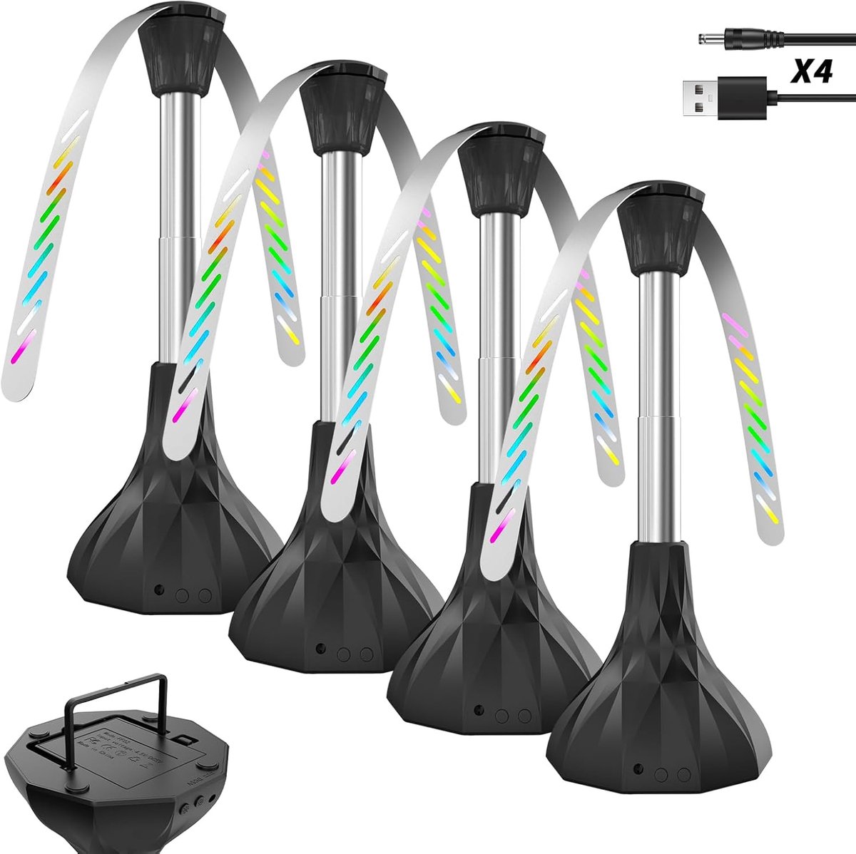 SnelShoppen - 4 x Vliegenventilator Tafelventilator In Hoogte Verstelbaar Op Batterij USB Interface Voor Buiten Binnen BBQ Camping Tuin