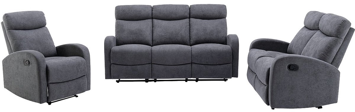 Vente-unique 3+2+1 zitsbank in grijze stof - EVELYN