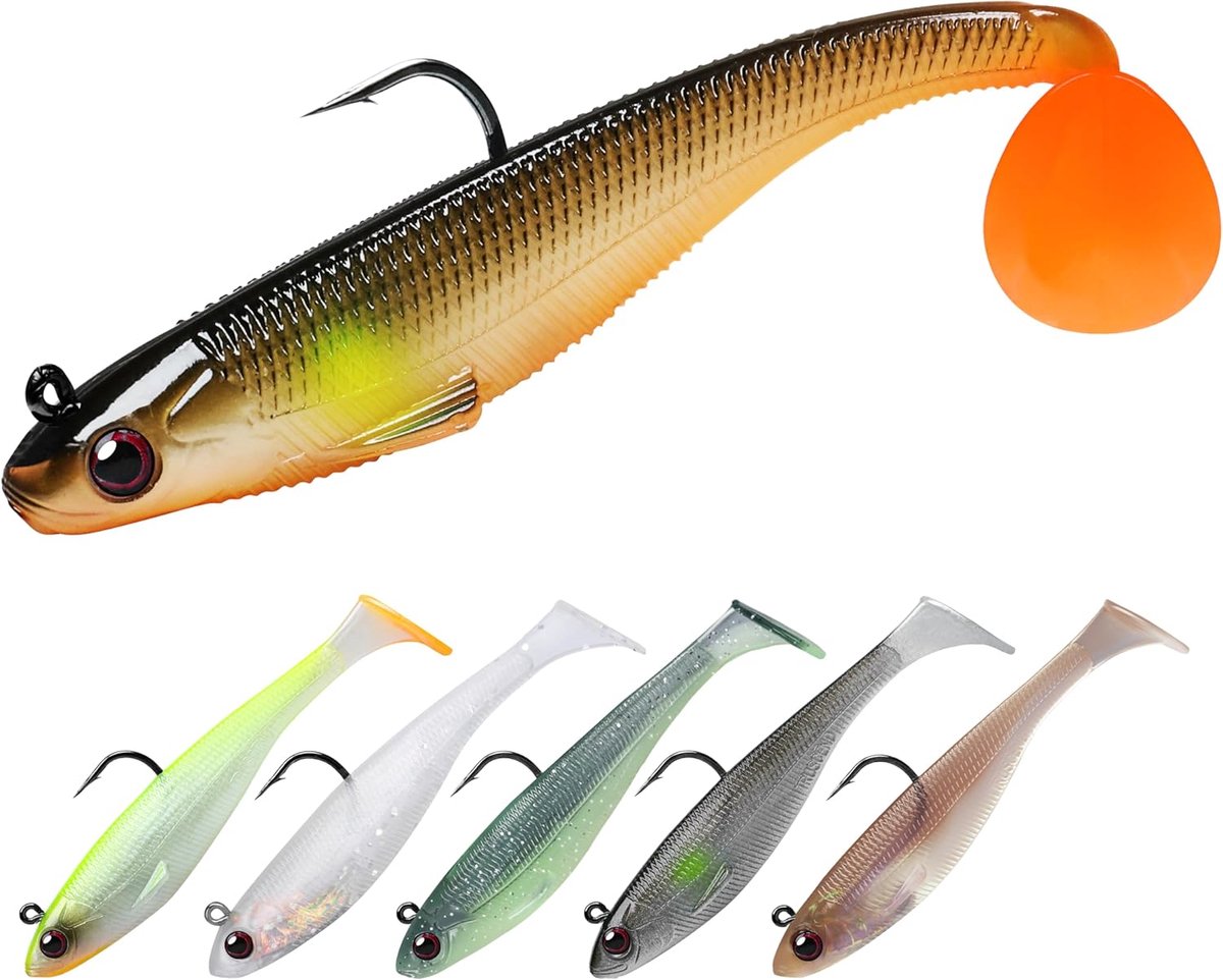 SnelShoppen - TRUSCEND Pre-Rigged Zacht Visaas - Goed-Maak Gemakkelijk Vangend Kunstaas - All-Conditions Vistuig voor Bas, Forel, Walleye - Grote Acti