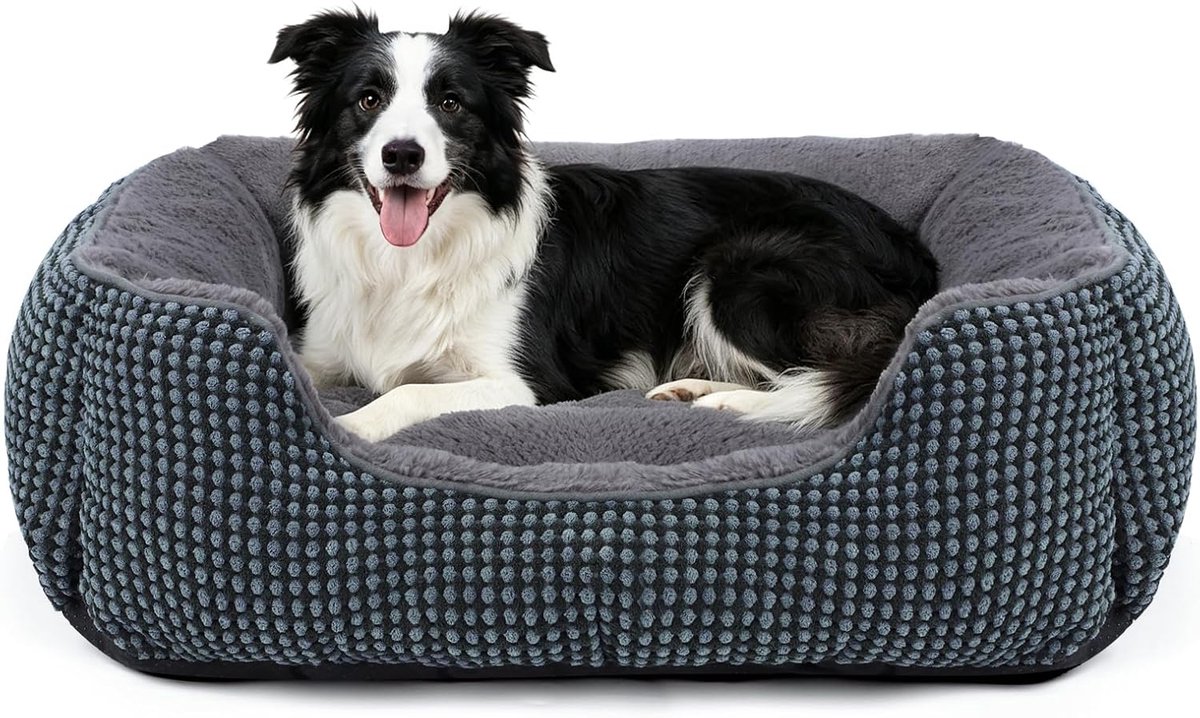 SnelShoppen - Hondenbed Pluizig Wasbaar voor Middelgrote Hond en Kat - Anti-slip Hondenmand Superzacht Kalmerend 76x61x23cm - Perfect voor Thuis en Re