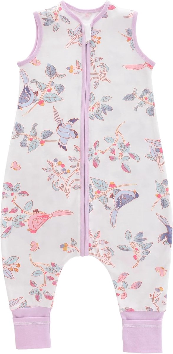 SnelShoppen - Babyzomerslaapzak met voeten, 0,5 TOG, ongewatteerd, 100% katoen, comfortabele slaapromper voor jongens en meisjes, ideale peuterslaapza