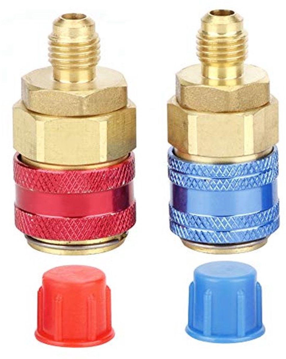 Airconditioning Lijn Reparatie Gereedschap Automotive Airconditioning Systeem Retrofit Kits 2 Stuks R134A Hoge Lage Druk Rechte Snelkoppeling Connector Auto Een C Koelmiddel