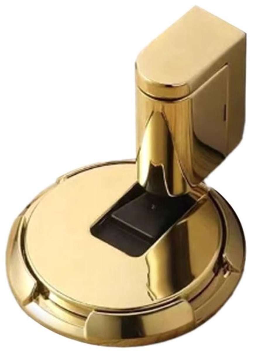 Deurstopper, gouden verticale metalen deurstopper, zelfklevend, onzichtbaar, op de vloer gemonteerd, deurveiligheidspal voor slaapkamer, appartement, keuken