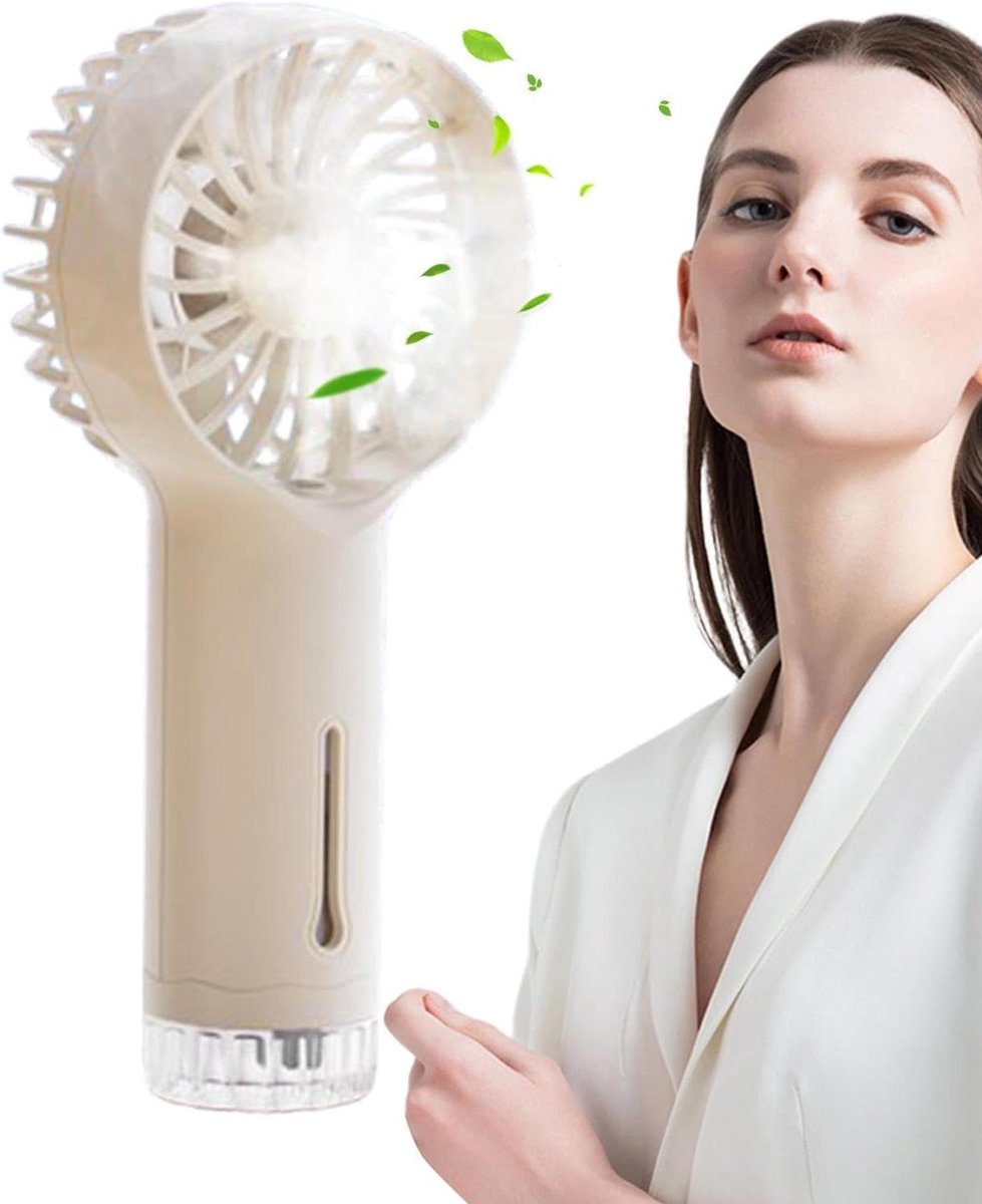 Draagbare Vernevelaar Ventilator - Water Mist Fan - Buiten Koelen - Drie Snelheden - 16.8 cm Hoog - Lichtbruin
