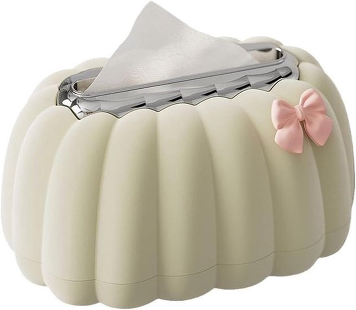 Tissuehouder - Praktische tissuebox - Opbergruimte voor tissues - Creatief pompoenontwerp - Ruimtebesparend - Accessoire voor thuis en op kantoor, geschikt voor kantoren en slaapkamers (gebroken wit)