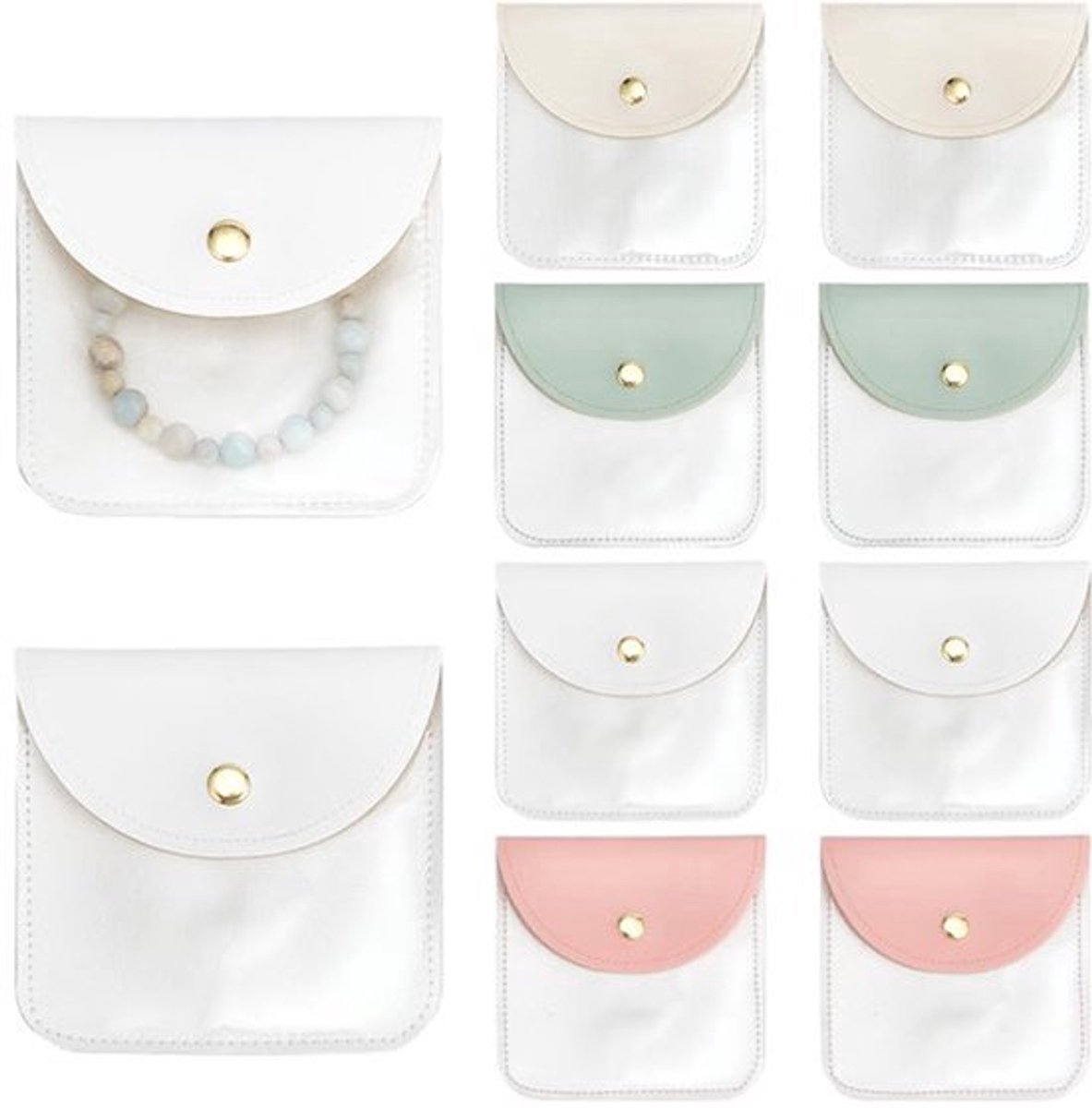 8 Stuks Kleurige Sieraden Tassen van PU Leer voor Reis, Cadeau en Feestdagen - 10x10cm