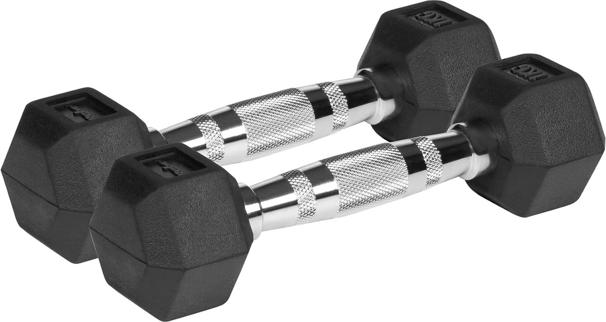 Thijox - Halters Gietijzer Rubber HEX 2x1 kg - Gewichten voor Thuis Gym, Fitness, Krachttraining, Duurzaam, Ergonomische Handgreep, Ideaal voor Sport
